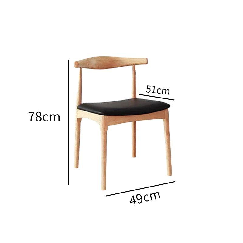Solid Wood Dining Chair with PU Leather Cushion - Black Seat - US Writing Desk