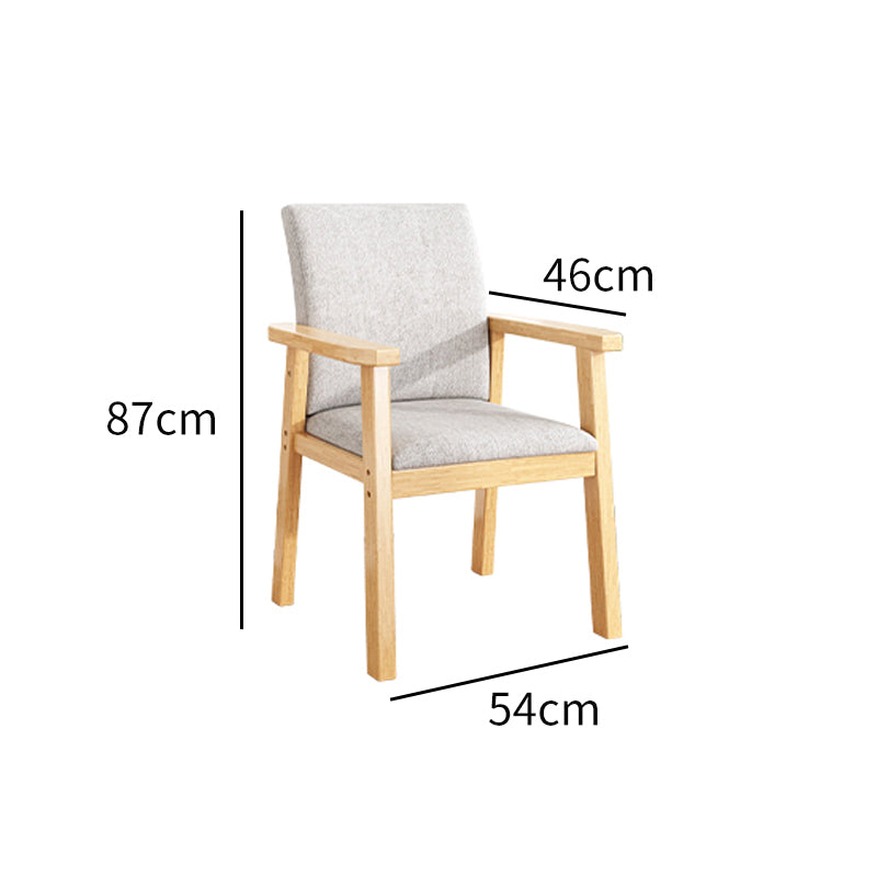 Pier Solid Wood Dining Chair with Cotton & Linen Upholstery - Natural Wood - US Writing Desk