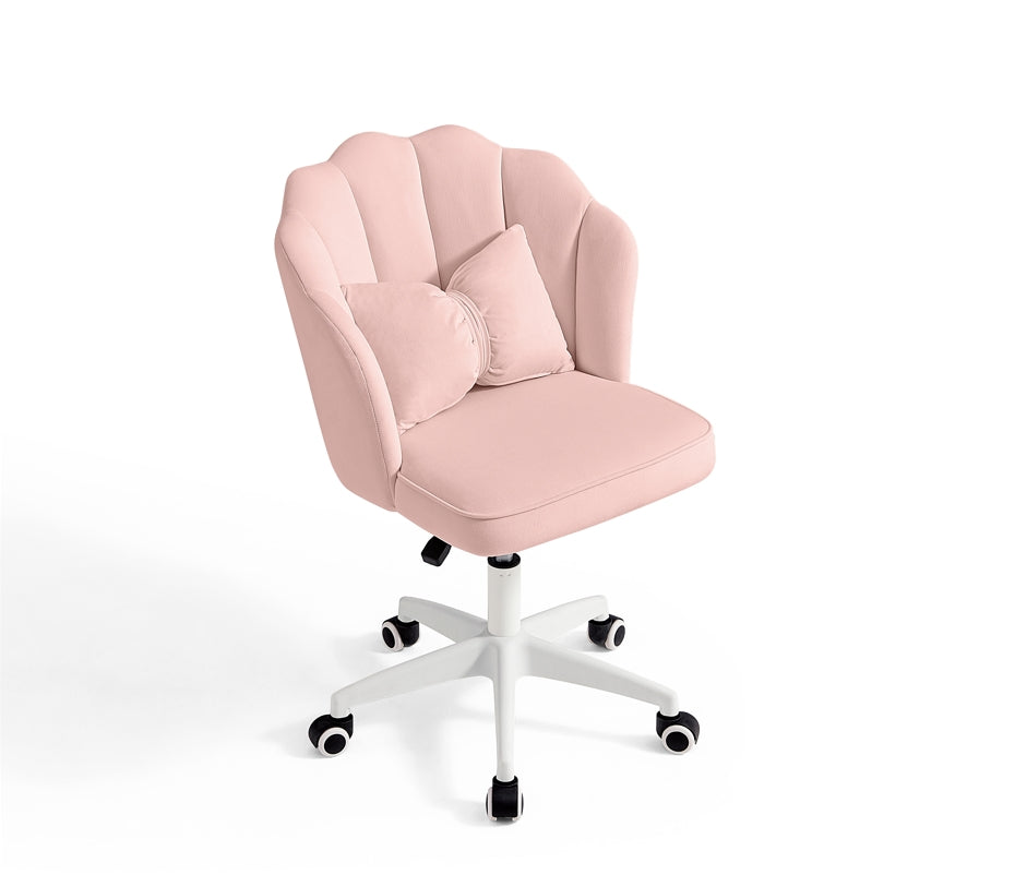 Pink Velvet Adjustable Height Swivel Office Chair with Wheels - US Writing Desk