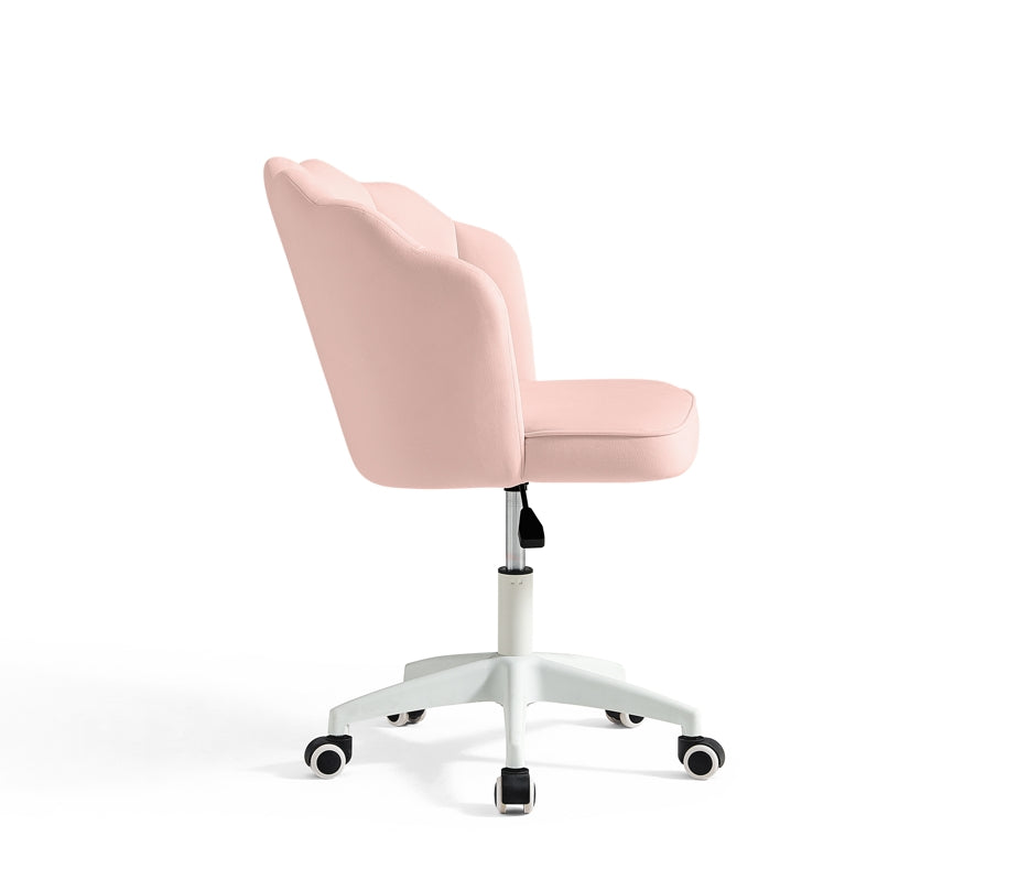 Pink Velvet Adjustable Height Swivel Office Chair with Wheels - US Writing Desk