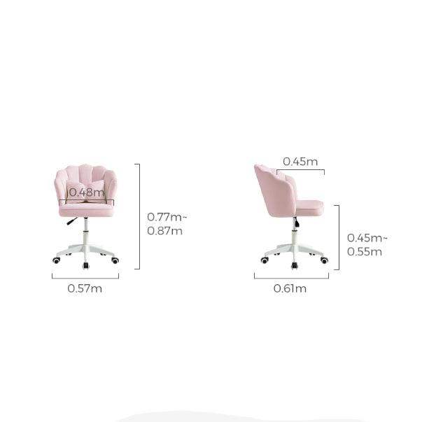 Pink Velvet Adjustable Height Swivel Office Chair with Wheels - US Writing Desk