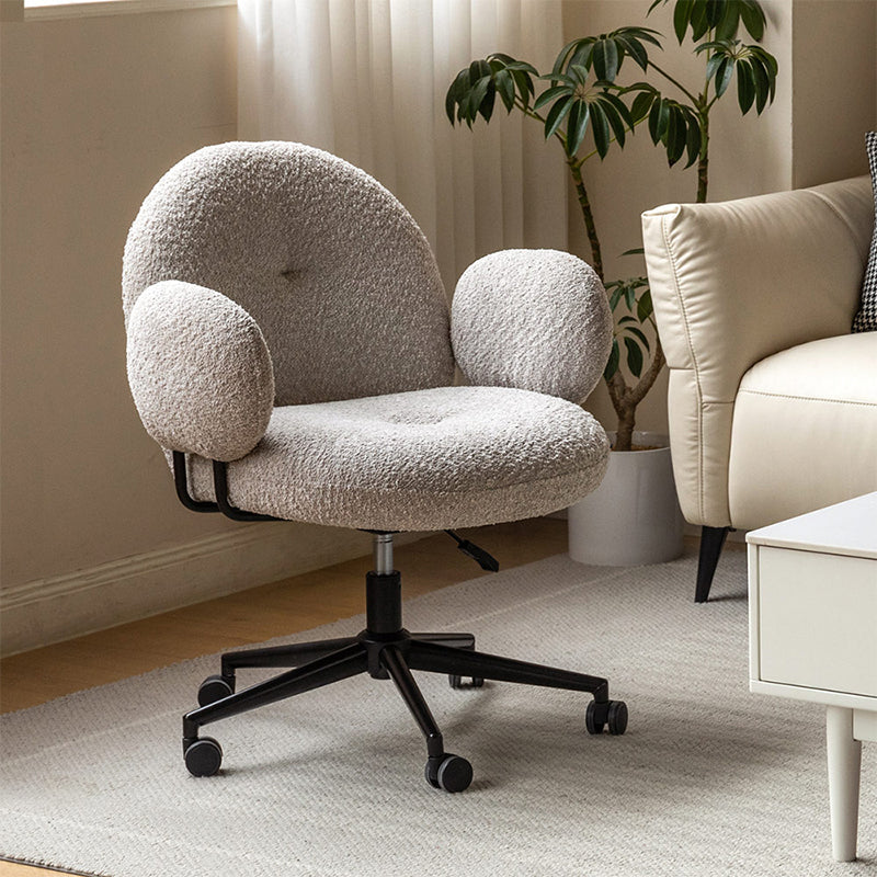 Faux Shearling Adjustable Height Computer Chair with Iron Base - US Writing Desk