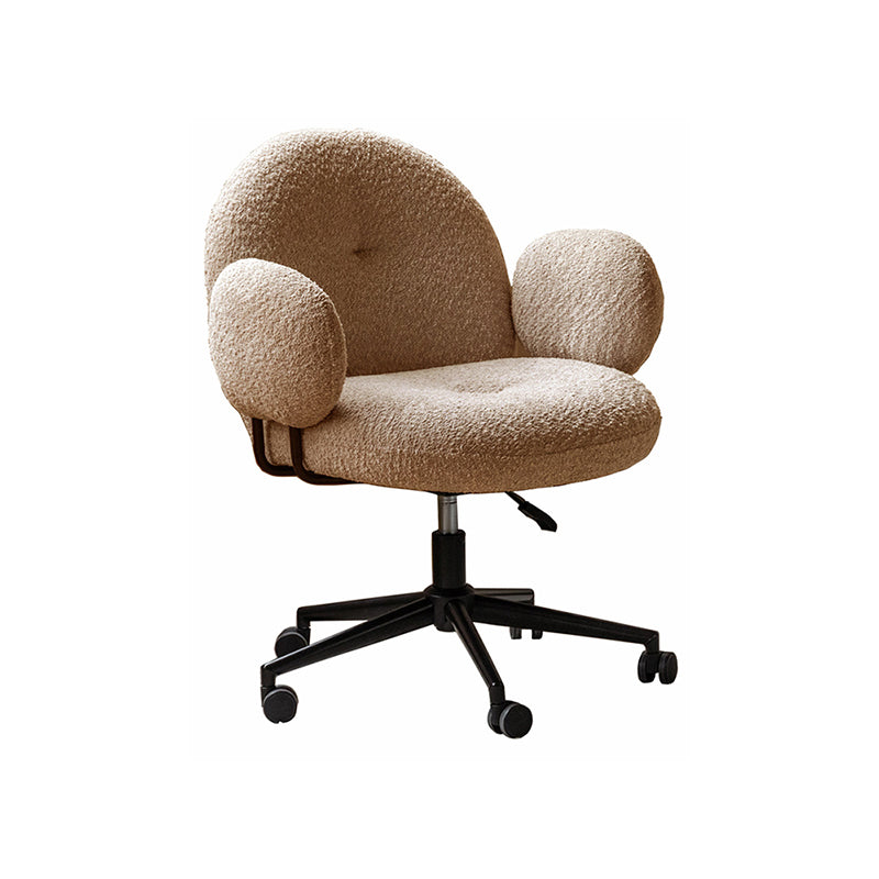 Faux Shearling Adjustable Height Computer Chair with Iron Base - US Writing Desk