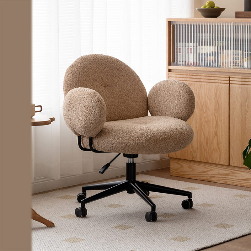 Faux Shearling Adjustable Height Computer Chair with Iron Base - US Writing Desk