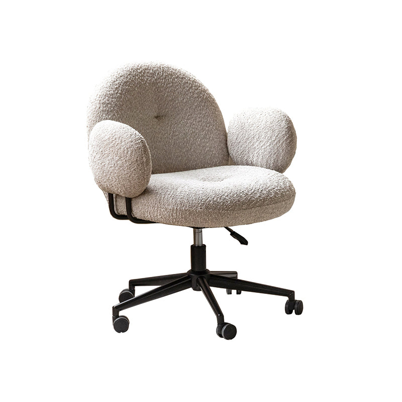 Faux Shearling Adjustable Height Computer Chair with Iron Base - US Writing Desk