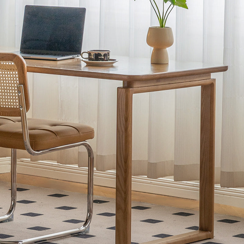 Caleb — Solid Ash Wood Writing Desk with Movable Side Cabinet (Natural / Walnut)