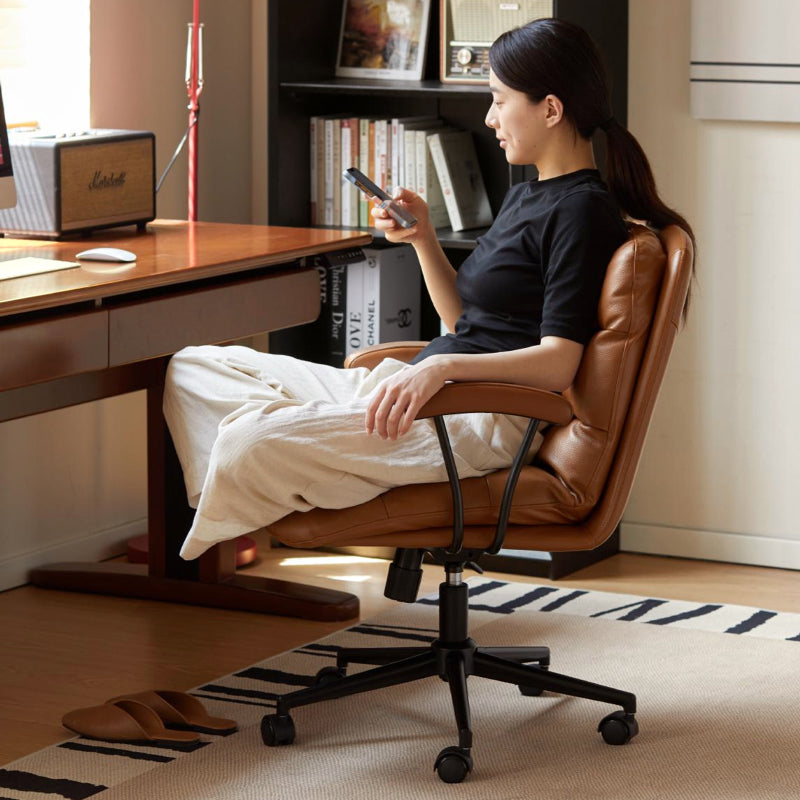 Genuine Leather Adjustable-Height Office Chair - US Writing Desk