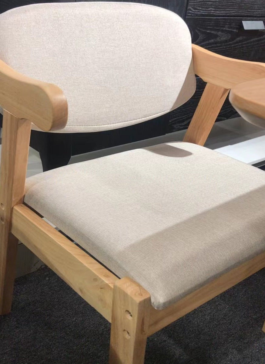 Solid Timber Z Shape Chair/Study Chair/Pinewood/Cotton and Linen - US Writing Desk