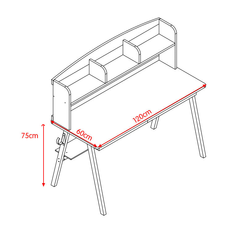 Solid Wood Writing Desk with Shelf - Natural - US Writing Desk